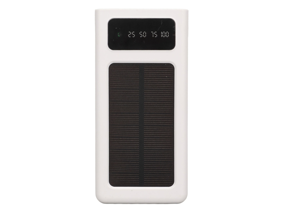 Batería Portátil Solar Con Pantalla De Potencia, Puertos De Salida Duales, Cargador Portátil Solar Para Teléfonos De 20000mah, Blanco