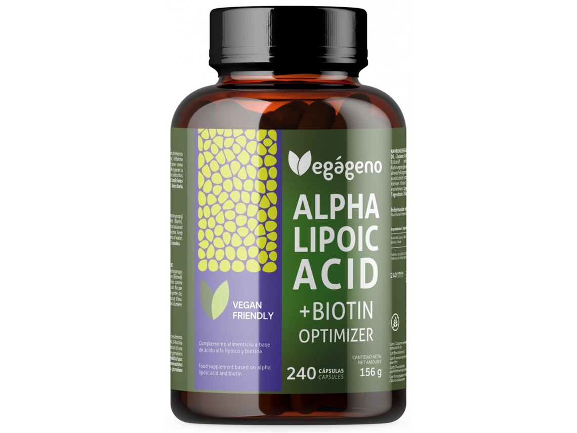 Vegagen Ácido Alfa Lipoico con Ácido Fólico 600 mg 240 Cápsulas