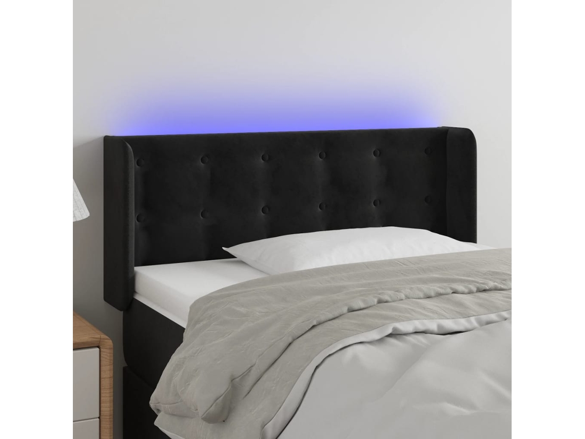 Cabecero Con Led De Terciopelo Negro 93x16x78/88 Cm