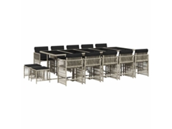 Maison Exclusive - Set Comedor Jardín Y Cojines 15 Pzas Ratán Sintético Gris Claro