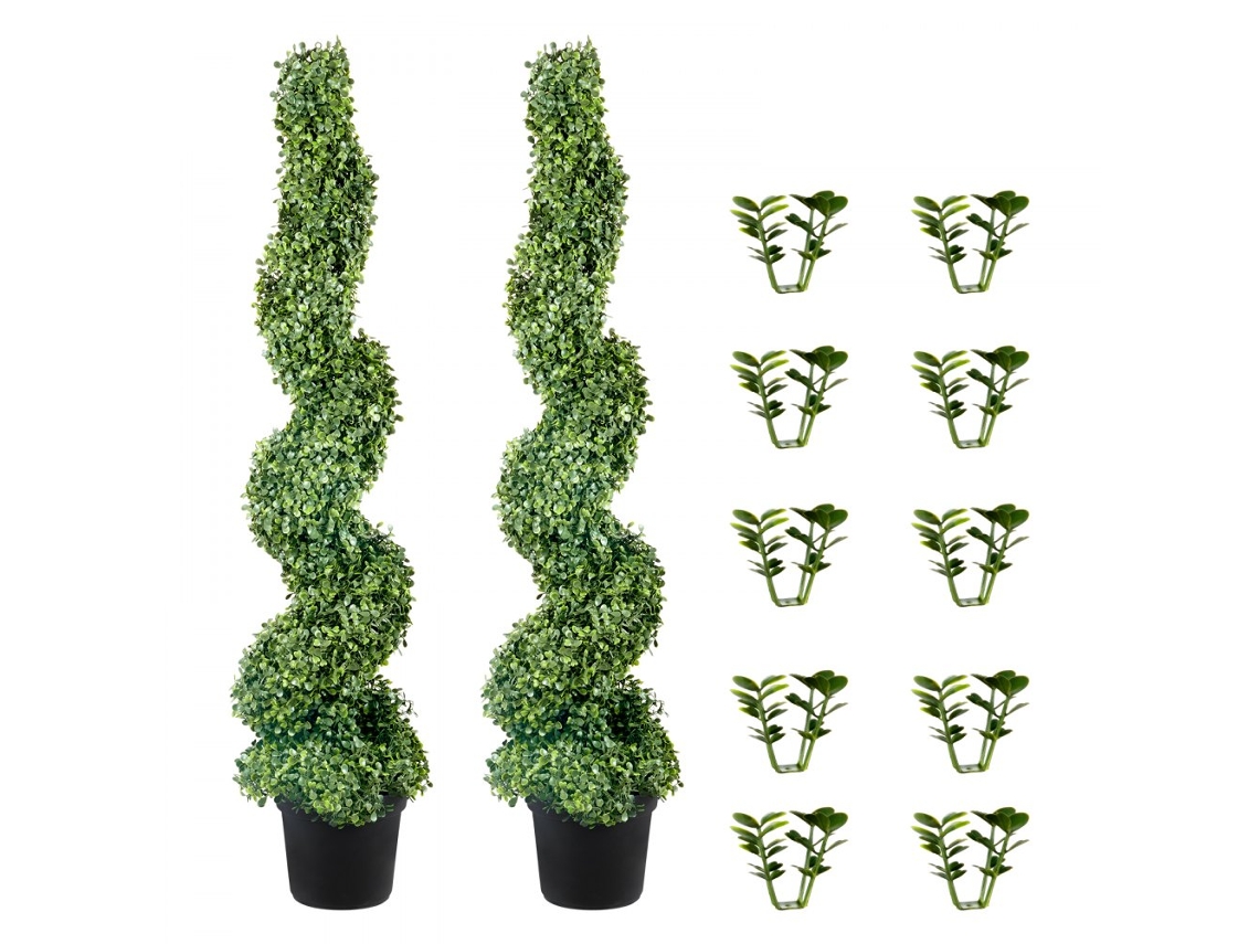 Planta espiral artificial decorativa con maceta, topiario realista y árbol ornamental en soporte resistente Tekmaquinas