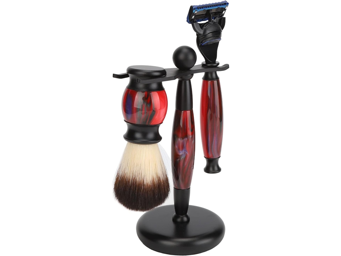 Juego De 3 Cepillos Y Soporte Para Barba Para Hombre - Kit De Aseo De Barba Ligero Y Portátil Con Mango