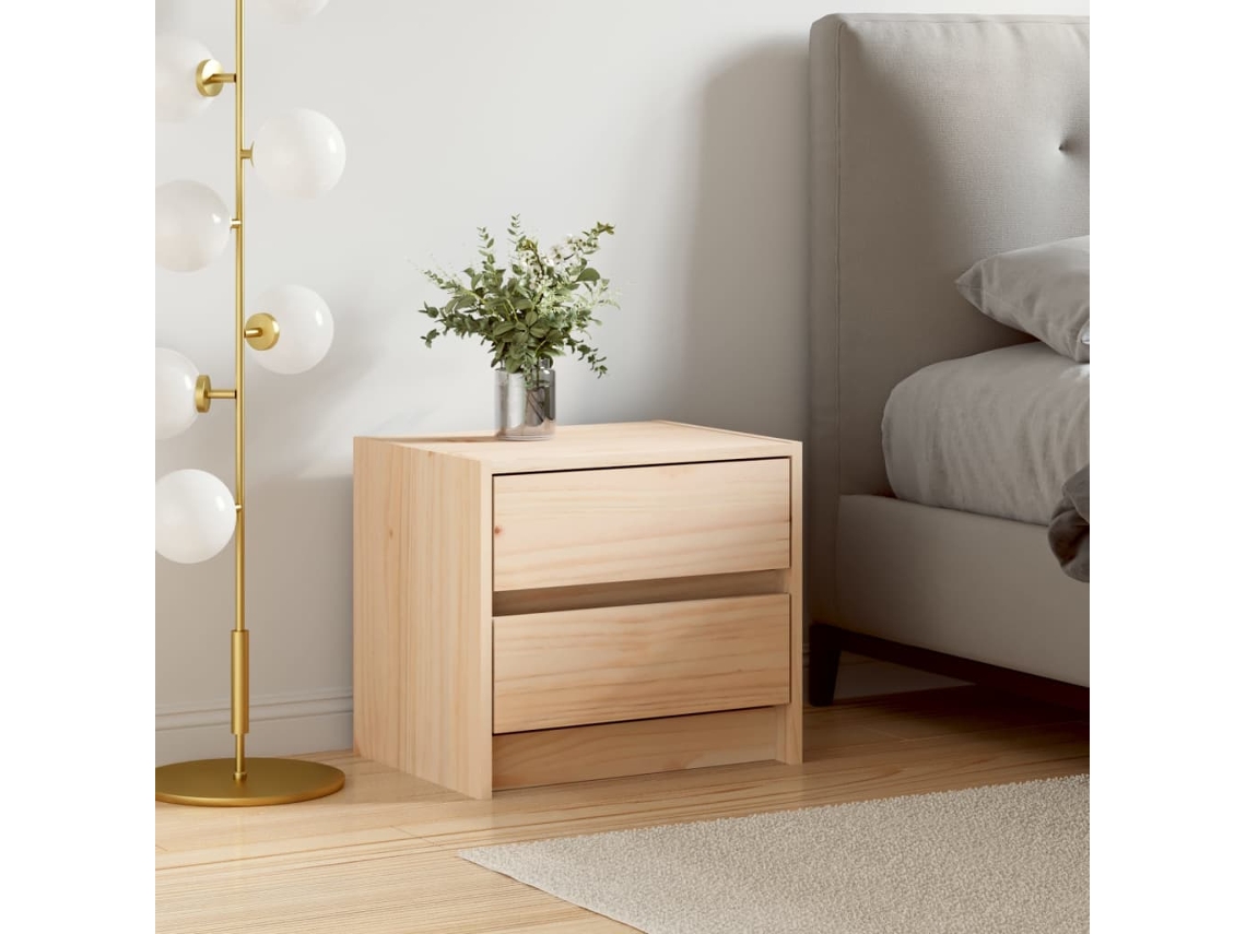 Mesita de noche de madera maciza de pino de 40 x 31 x 35,5 cm, DKD HOME DECOR