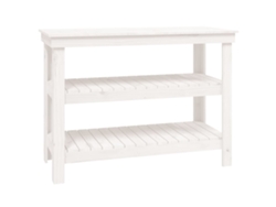 Maison Exclusive - Banco De Trabajo De Madera Maciza De Pino Blanco 110,5x50x80 Cm