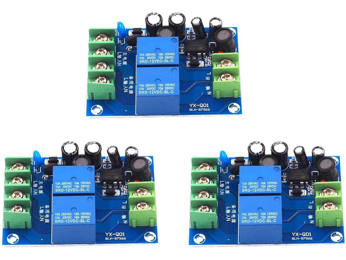 3 Interruptores De Encendido Automáticos De 220 V Y 10 A Con Doble Fuente De Alimentación En Una Placa Modular.