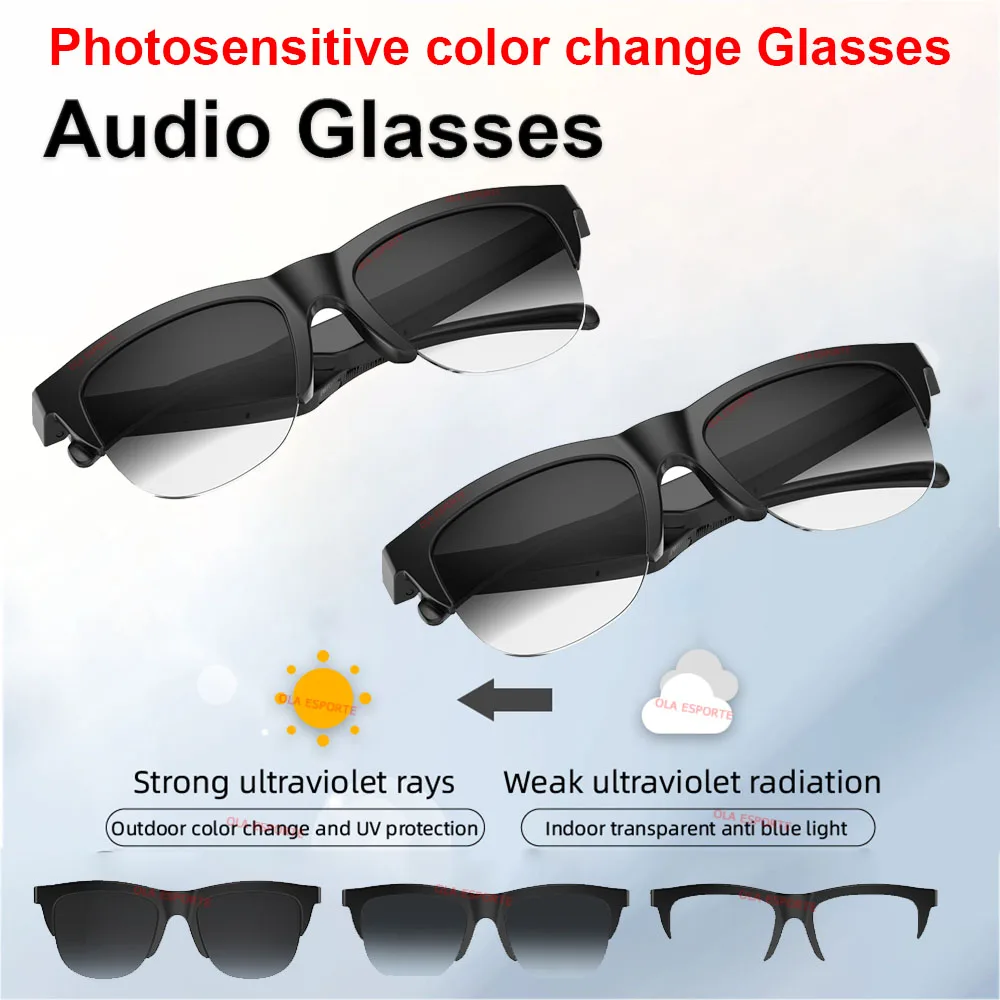 (2) Gafas De Sol Inteligentes, Cambio De Color Sensible A La Luz, Llamadas Bluetooth, Auriculares, Anti Luz Azul, Resistente Al Agua, Protección Uv