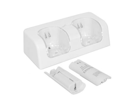 juego de base de carga con 2 capacidades recargables, fácil instalación, estación de carga dual reemplazable ecológica para Wii Gamepad-blanco