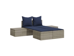 Chaise longue doble con cojines de mimbre, patas grises, EXCLUSIVA MAISON