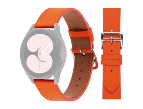 Correa de piel auténtica 20mm para Samsung Galaxy Watch4 40mm/44mm/Garmin Venu 2 Plus - anaranjado