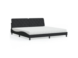 Cama Con Colchón Terciopelo Negro 200x200 Cm