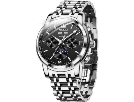 VEANXIN Reloj mecánico hueco impermeable luminoso automático para hombre(plata)