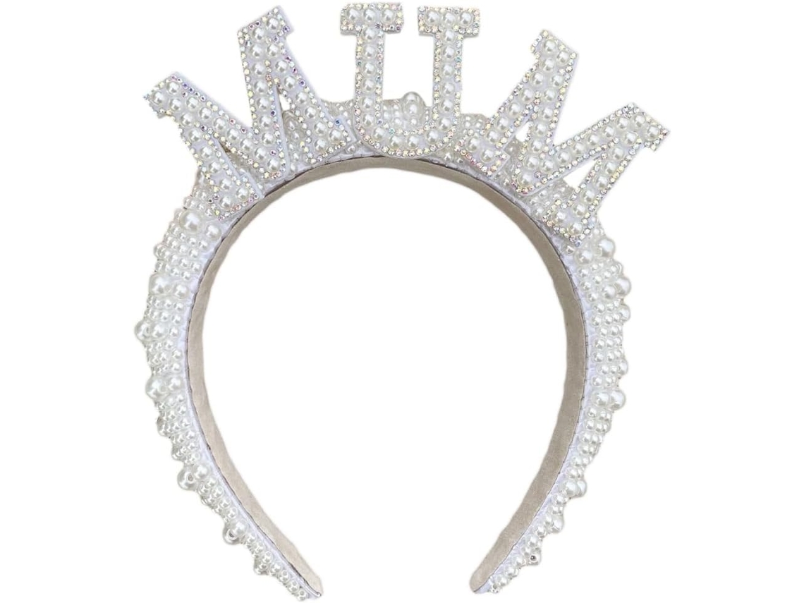 Diadema De Perlas Completas Con Perlas Brillantes Para Baby Shower Y Bautizo.
