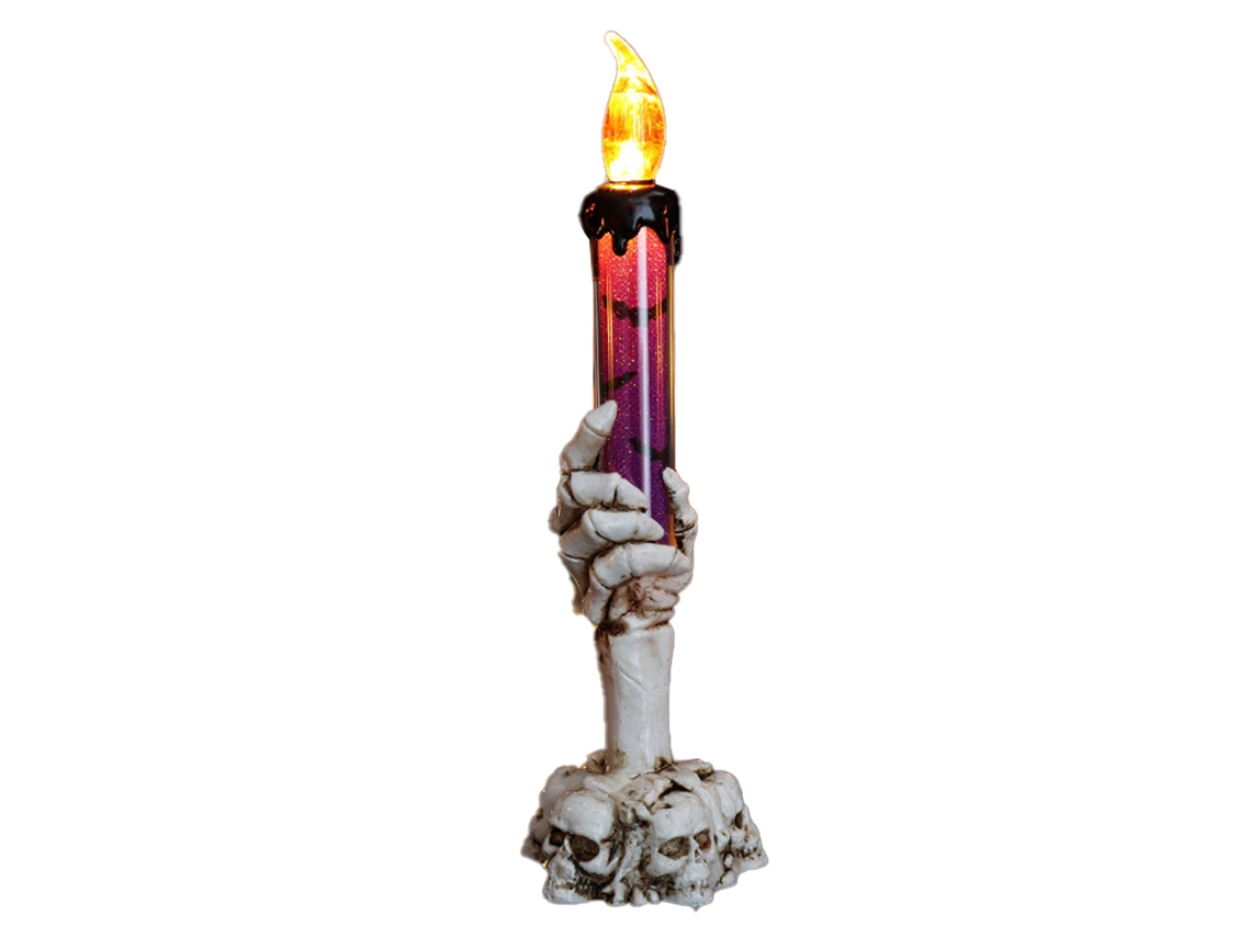 2026-porta Velas Calavera Halloween Con Mano Esquelética Luz Sin Fuego Lámpara Decoración Fiesta Bar Morado