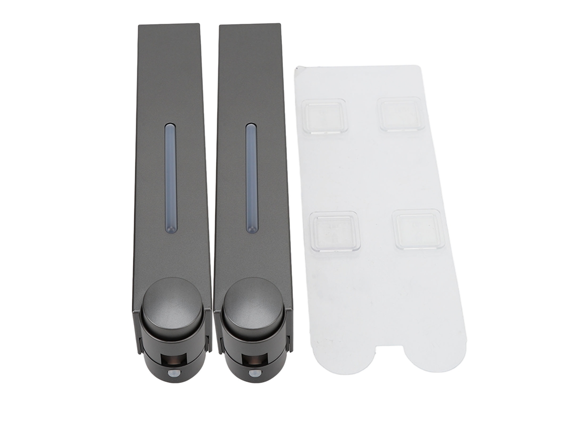 Dispensador De Jabón Líquido De Pared, Adhesivo, De Plástico, 2 Vasos, Para El Hogar, Hotel, Escuela, Gris 6028