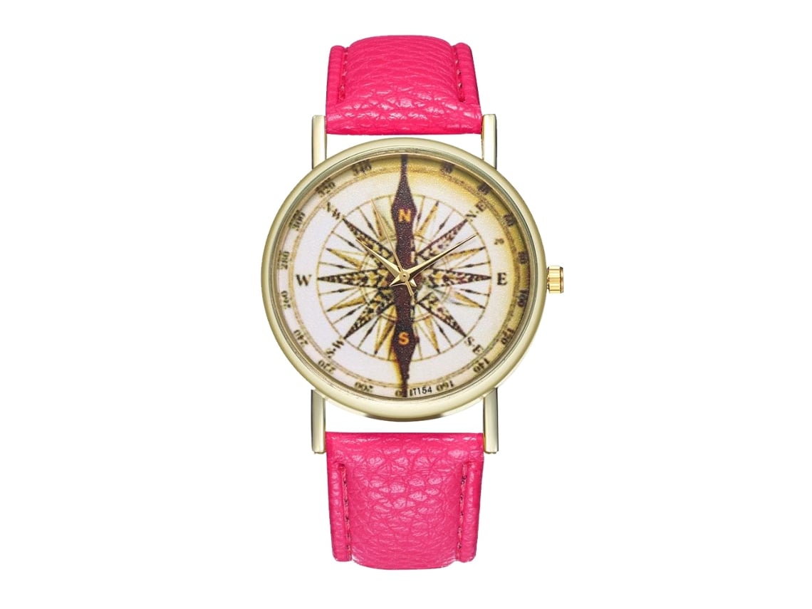 Reloj De Pulsera De Cuarzo Para Mujer, De Cuero, Estilo Casual Y Moderno (rosa Y Rojo).