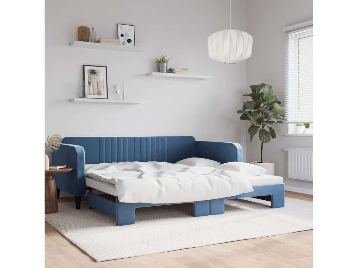 Sofá Cama Nido Terciopelo Azul 100x200 Cm