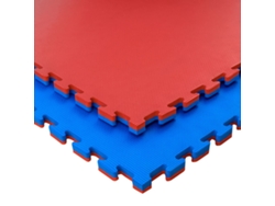 Tatami Puzzle 20 PIEZAS (20m2)Esterilla Goma Espuma Tatami Suelo para Gimnasio Ideal Artes Marciales 1m x 1m x 2cm Rojo/Azul