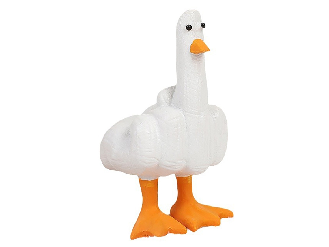 Figura de pato Baok con el dedo medio levantado, exquisita estatua de resina hecha a mano, divertida escultura para el jardín de la oficina.
