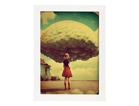 NACNIC Poster Nube En Estilo Surrealismo Cinematográfico Ilustraciones Y Grabados De Historieta Abstracta Y Artística A4 Marcos Blancos