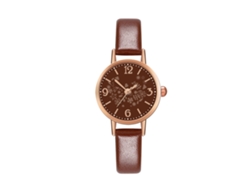Reloj De Pulsera Analógico De Cuarzo Unisex Con Esfera Redonda, Estilo Moderno, Color Café.
