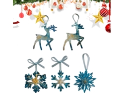 Adornos navideños acrílicos 2D con copos de nieve y renos para Gokoco