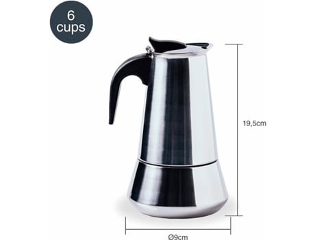 Cafetera LACOR 18/10 de Acero Inoxidable 6 Tazas
