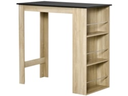 VPMKP - Mesa bar Homcom, 112x57x106 cm, 3 estantes, roble negro claro PMM CAPITALI