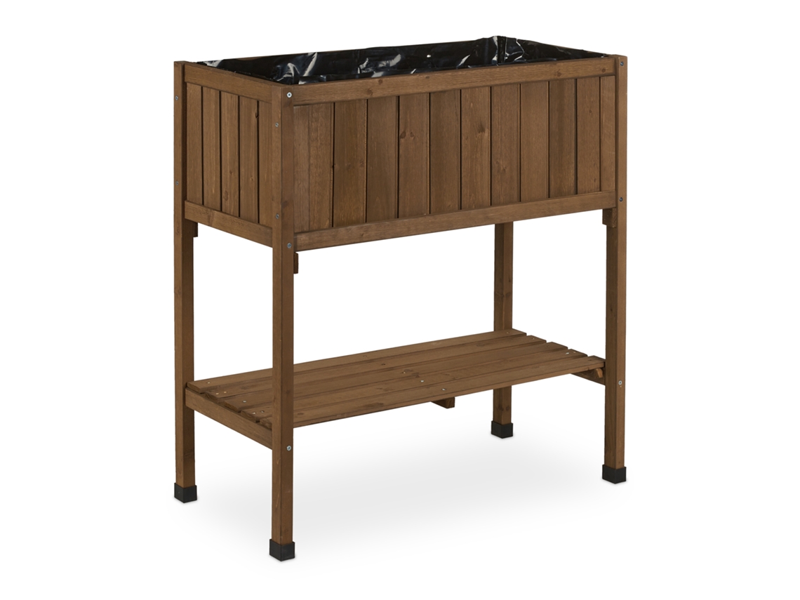 Relaxdays Huerto Urbano Madera De Abeto, Jardinera Con Balda, Arriate Balcón Y Terraza, 80x74x38 Cm, Marrón