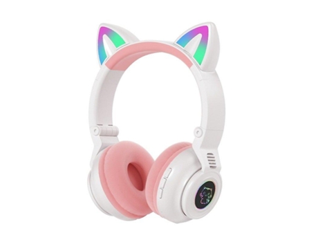 Auriculares Inalámbricos Bluetooth Auriculares Bluetooth para Niñas con Oreja de Gato Auriculares Plegables con Luces Led/BISBISOUS