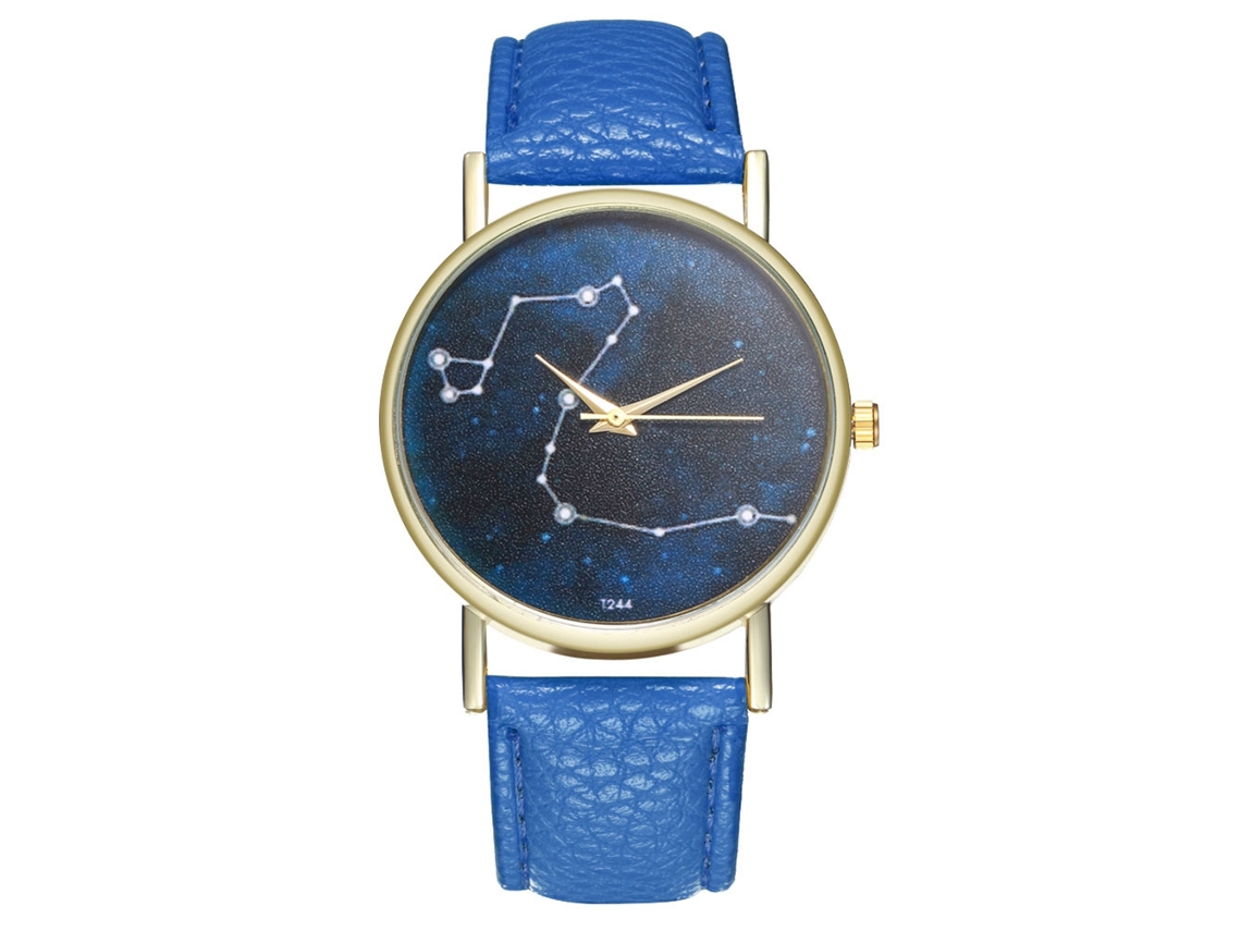 Elegante Reloj De Pulsera Galaxy Watch Quartz Con Correa De Cuero Azul Marino.