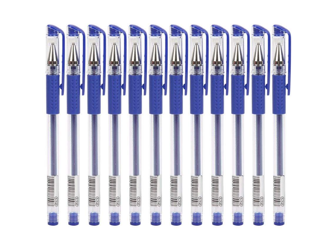 12pcs Bolígrafos De Tinta Gel 0.5mm Azul Utensilio De Escritura Estudiantes Suministros Escolares Oficina