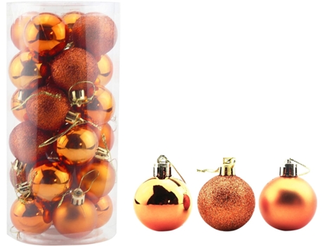 Conjunto de Bolas de Navidad ZMDECQNA Uds Adornos Pequeños Inastillables Bolas Árbol Naranja - 24un (4 cm)