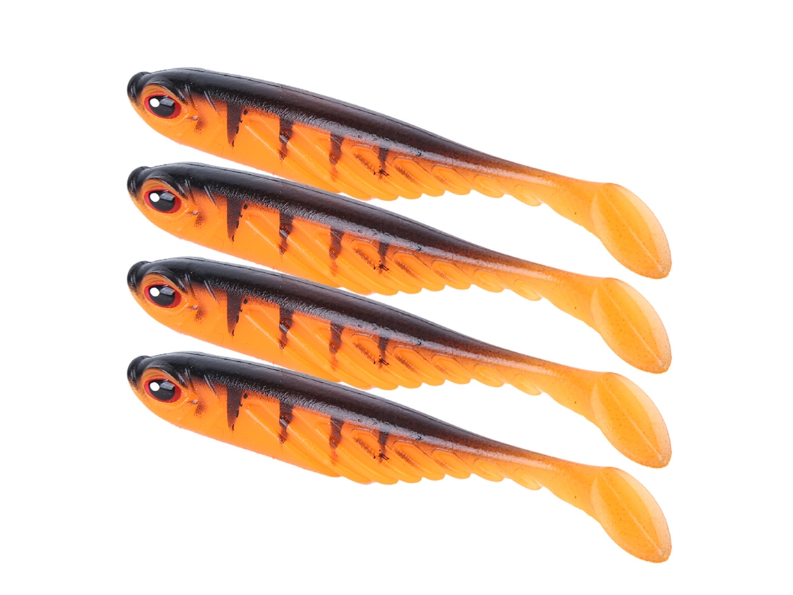 4 Piezas Ar48 75mm 3.2g Cuerpo Blando Con Cola En T Imitación De Pez Biónico Accesorio De Cebo Leopardo Naranja