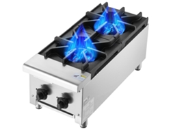 Estufa de gas comercial Succebuy, 2 quemadores, 305 x 770 x 335 mm, 28000 BTU, color plateado