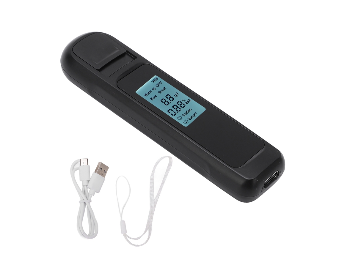 Alcoholímetro Digital Con Led, Analizador De Alcohol Portátil, Sensor Semiconductor, Precisión ±0,01% Bac, Rango 0-0,19% Bac.