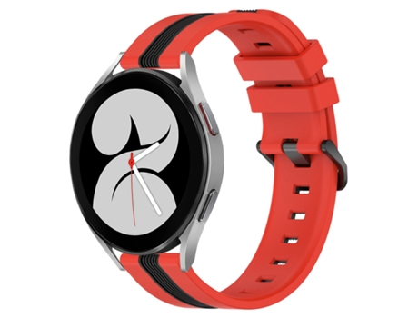Correa de reloj inteligente para Samsung Galaxy Watch4 40 mm 20 mm Correa de reloj de silicona vertical bicolor (rojo + negro)
