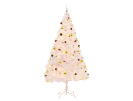 Árbol de Navidad VIDAXL preiluminado con luces y bolas blanco (210 cm)
