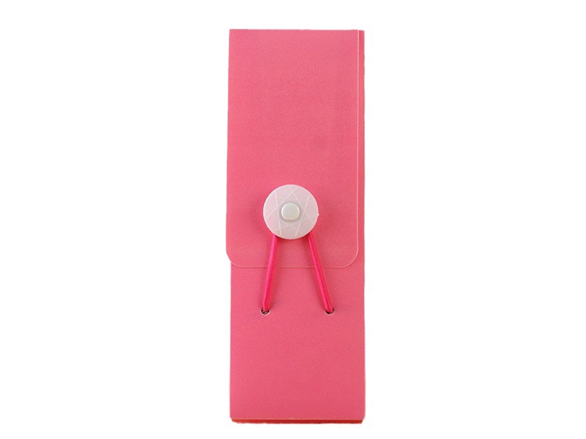 Estuche para lápices Baok-Pink de plástico con una carita sonriente, correa elástica y hebilla, diseño creativo en forma de torre para la escuela.