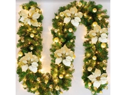 Guirnalda Artificial De Navidad Con Luces Led, 270cm 40 Led Blancas Calientes (oro)