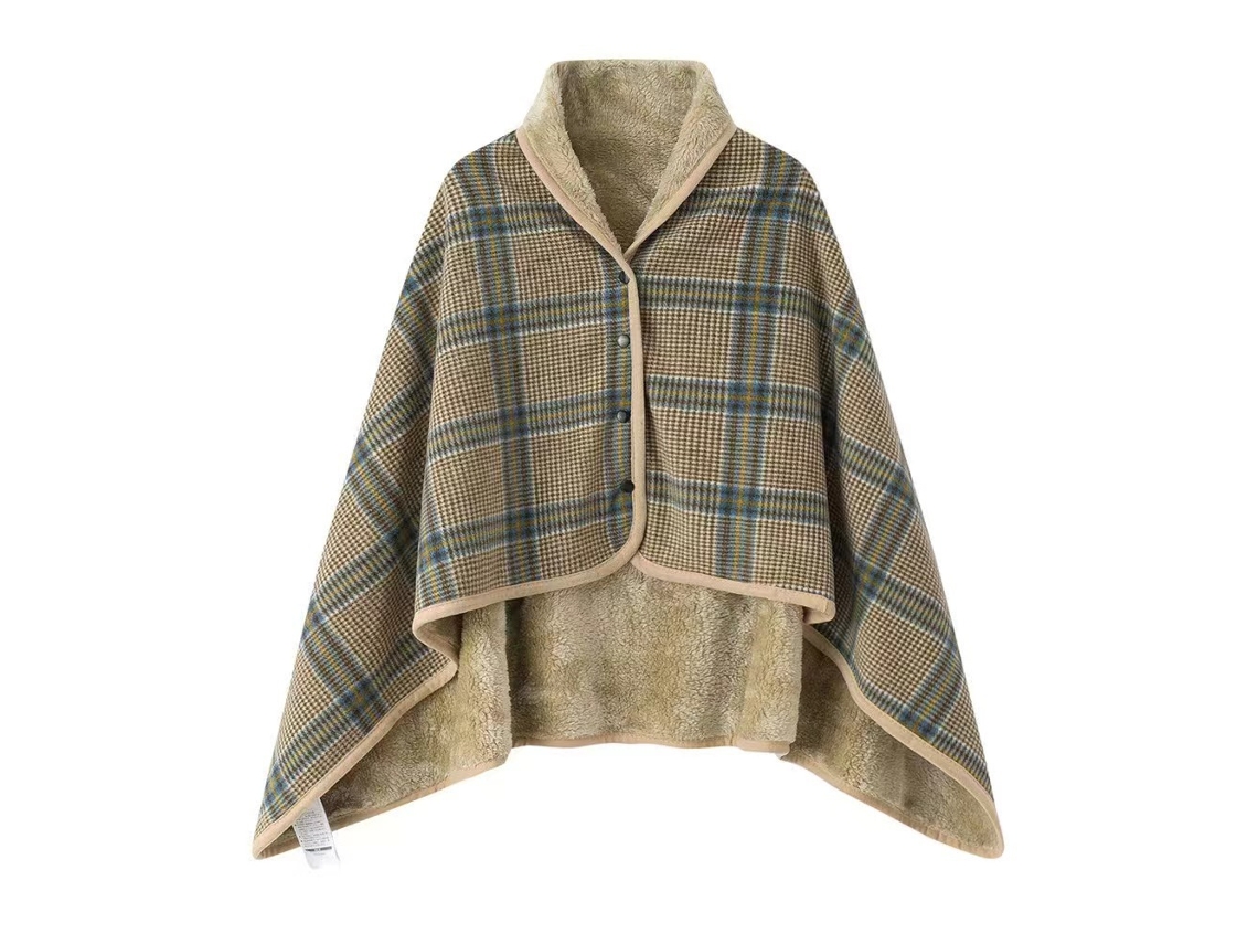Manta De Franela Portátil, Manta Poncho Suave Y Cálida, Manta Chal Enrejada (café, 100x40cm) Cuich