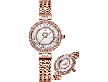 VEANXIN Reloj de Mujer con Diamantes Luminosos de Oro Rosa(Oro rosa y blanco.)