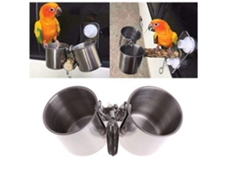 Comedero De Acero Inoxidable Para Pájaros Pequeños Con Bebedero Y Soporte Para Jaula.