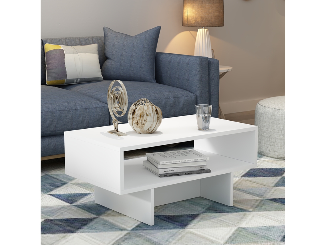 Mesa de Centro [EN.CASA] (Blanco - Aglomerado de Madera - 36,4 x 80 x 45 cm)