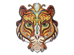 Rompecabezas de madera DIY con forma de silueta. Con piezas individuales de diferentes diseños. Hecho de madera policromada. Tamaño A4. Diseño de tigre.