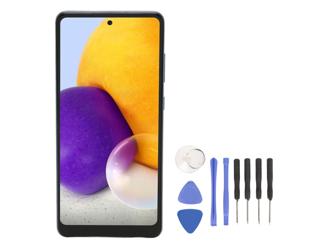 Pantalla OLED de repuesto Yhl de 6,7" para Samsung Galaxy A72 5G/4G SM A725 con sensor de huellas dactilares azul.