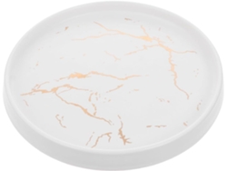 Bandeja Redonda De Cerâmica Branca Para Joias, 20 Cm, Com Padrão De Mármore, Versátil E Decorativa.