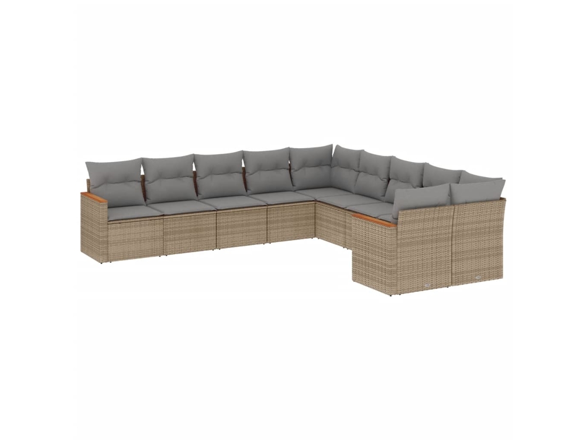 Maison Exclusive - Juego De Sofás Jardín Con Cojines Beige 10 Pzas Ratán Sintético