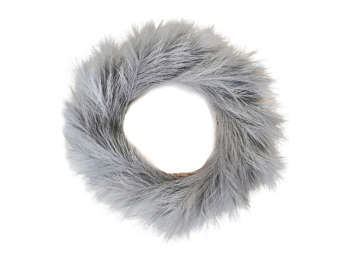 Corona decorativa duradera de caña artificial gris