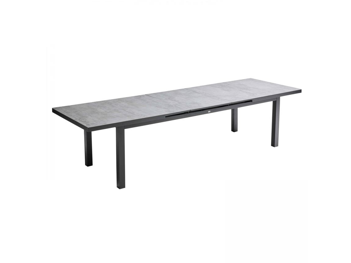 Mesa de jardín rectangular extensible (256/320 x 100 x 76 cm) en aluminio y DPC