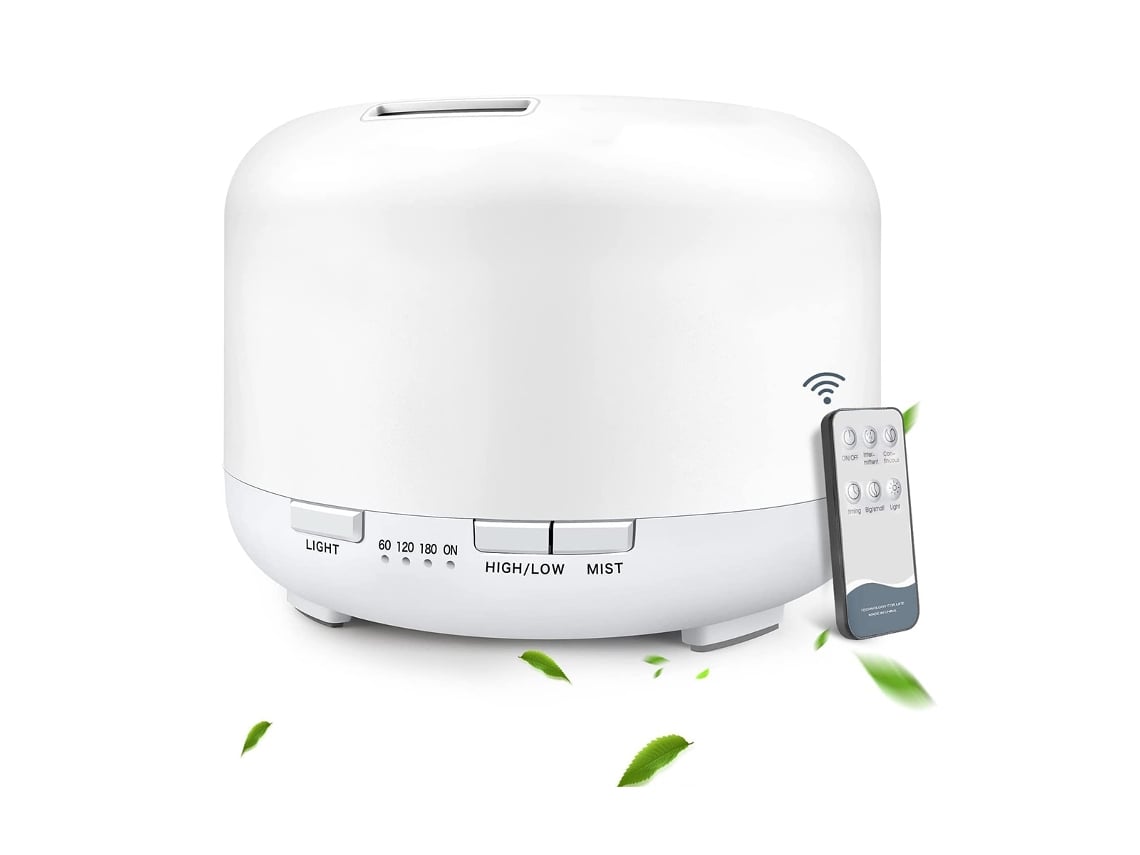 Humidificador ultrasónico para aromaterapia con control remoto y luz LED. Mdug